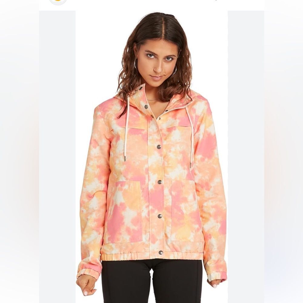 Womens Volcom Enemy Stone Jacket Size Large Colors Orange Pink Yellow Wh…